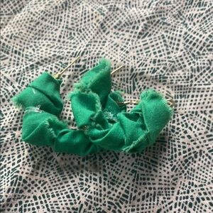 Green Fabric Wrapped Earrings